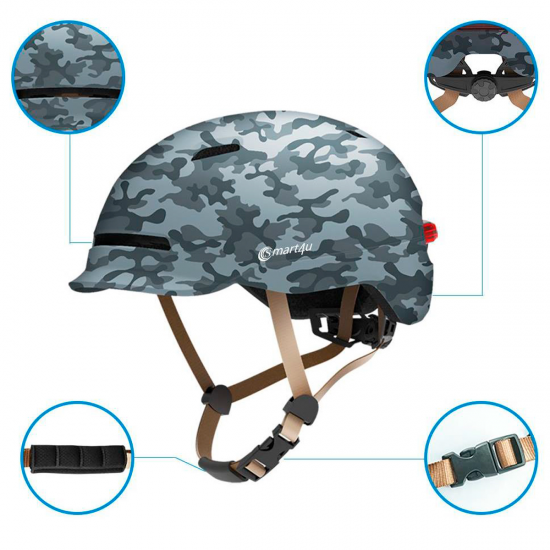 Casco deportivo Smart4u SH50U, Army, tamaño M, sensor caídas y S.O.S.